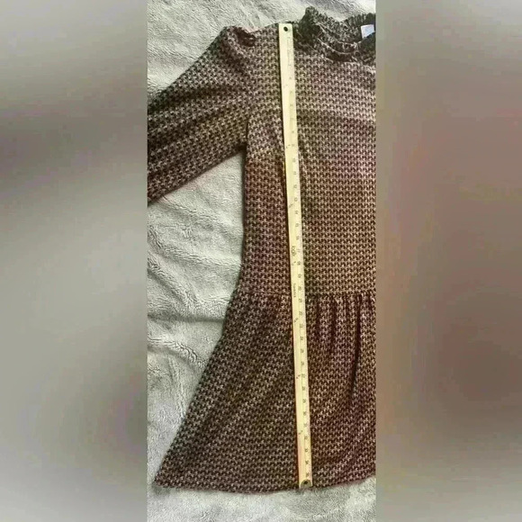 52seven Hacci Drop Waist Mock Neck Dress Sz M Brown multicolor - Picture 8 of 14